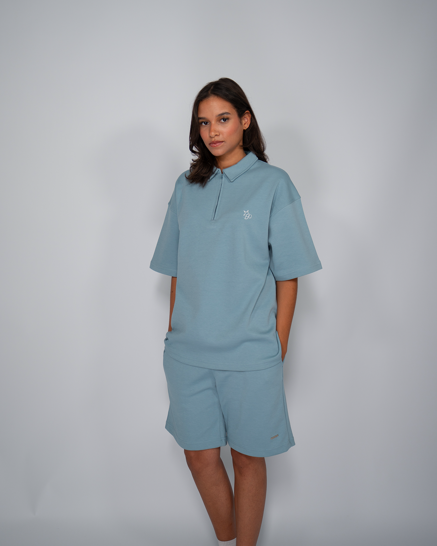 Premium Quarterzip Shirt Soft Blue