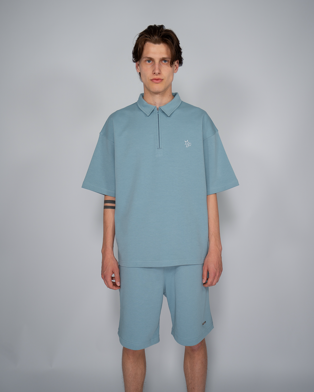 Premium Quarterzip Shirt Soft Blue