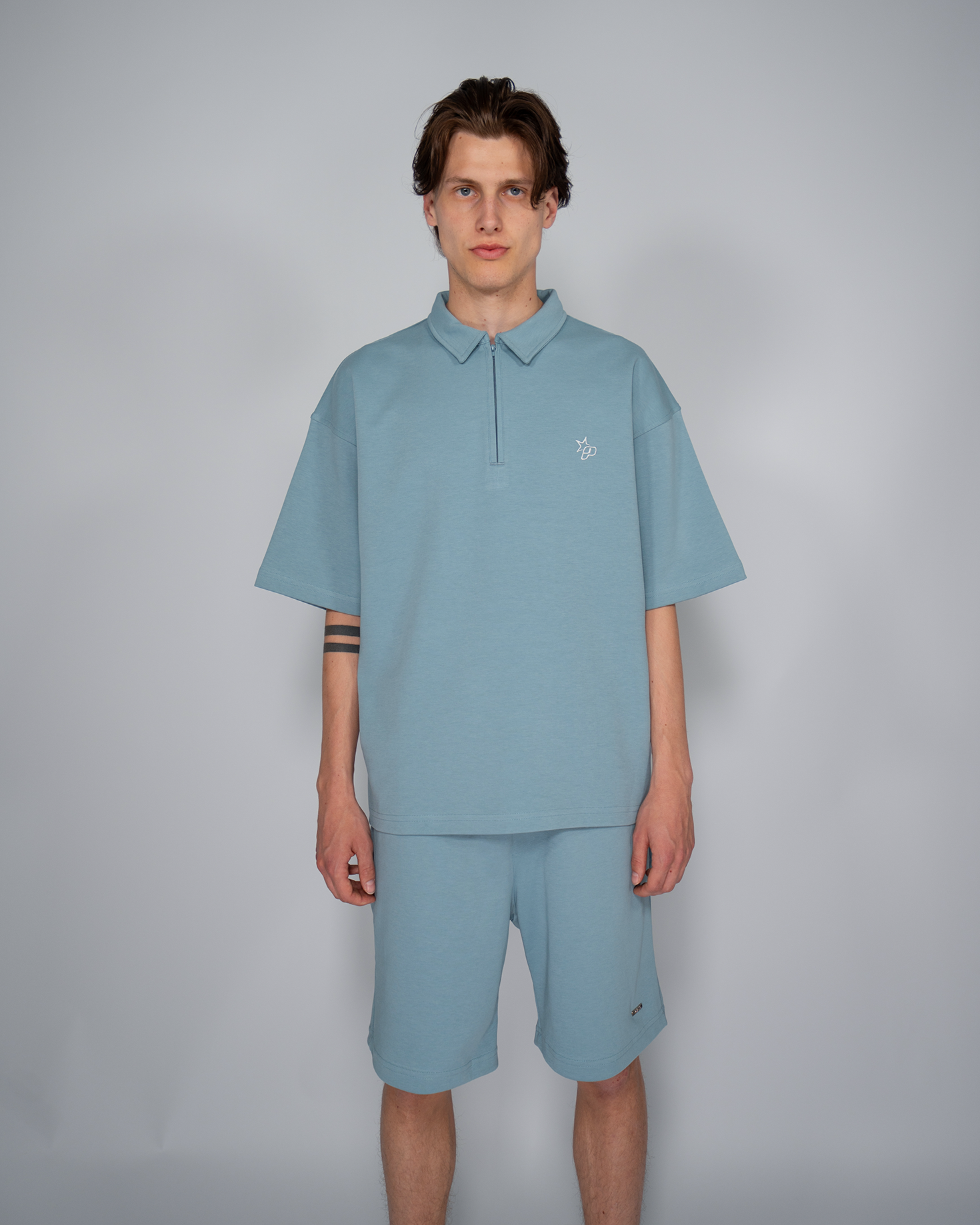 Premium Quarterzip Shirt Soft Blue