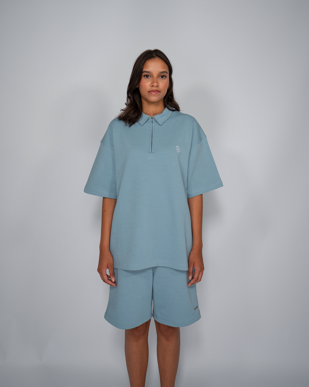 Premium Quarterzip Shirt Soft Blue
