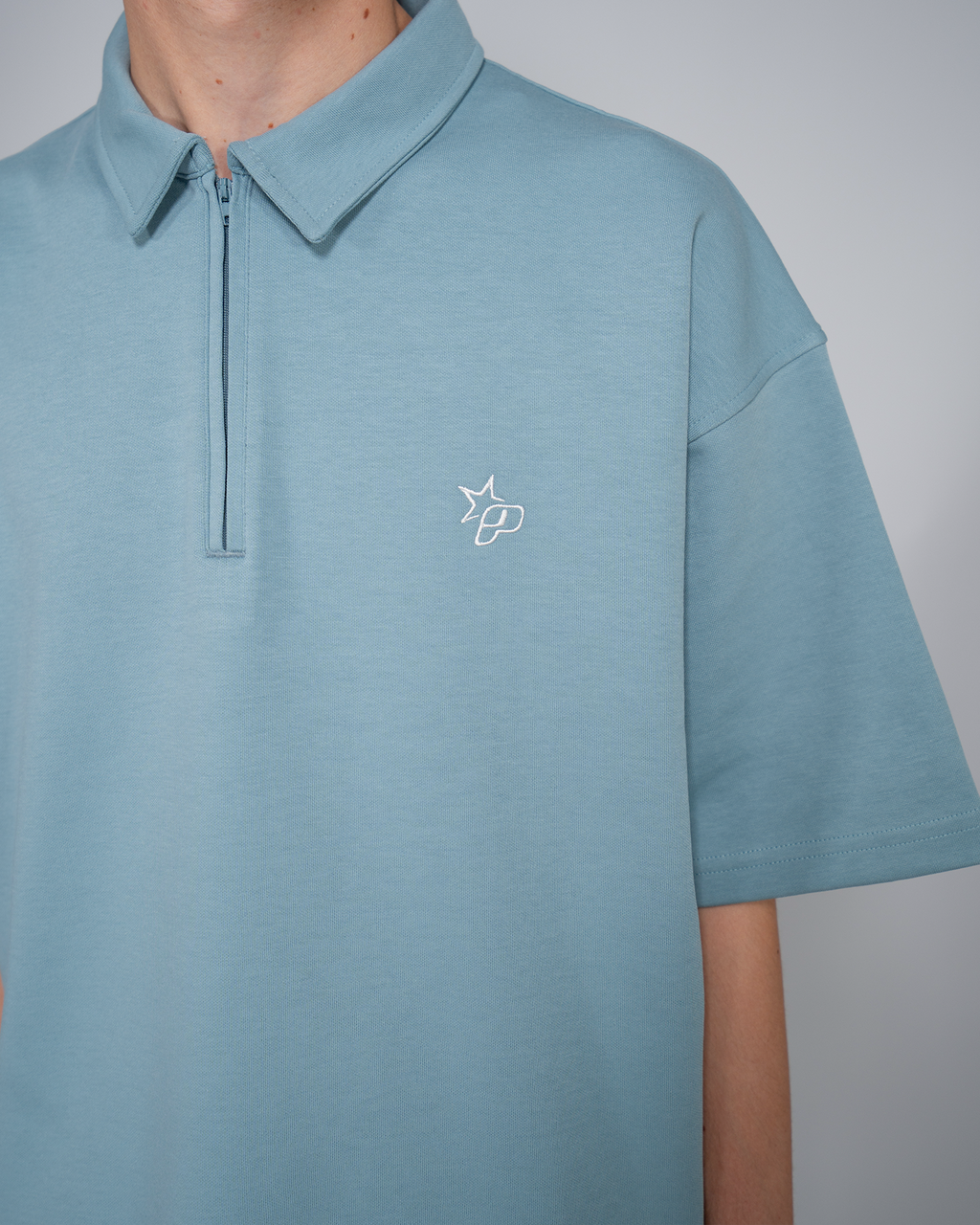 Premium Quarterzip Shirt Soft Blue