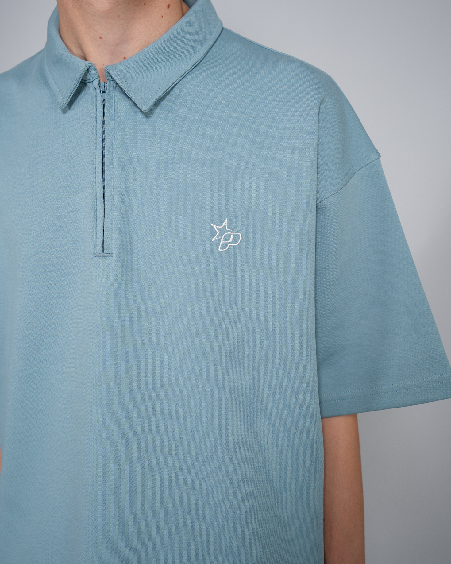 Premium Quarterzip Shirt Soft Blue