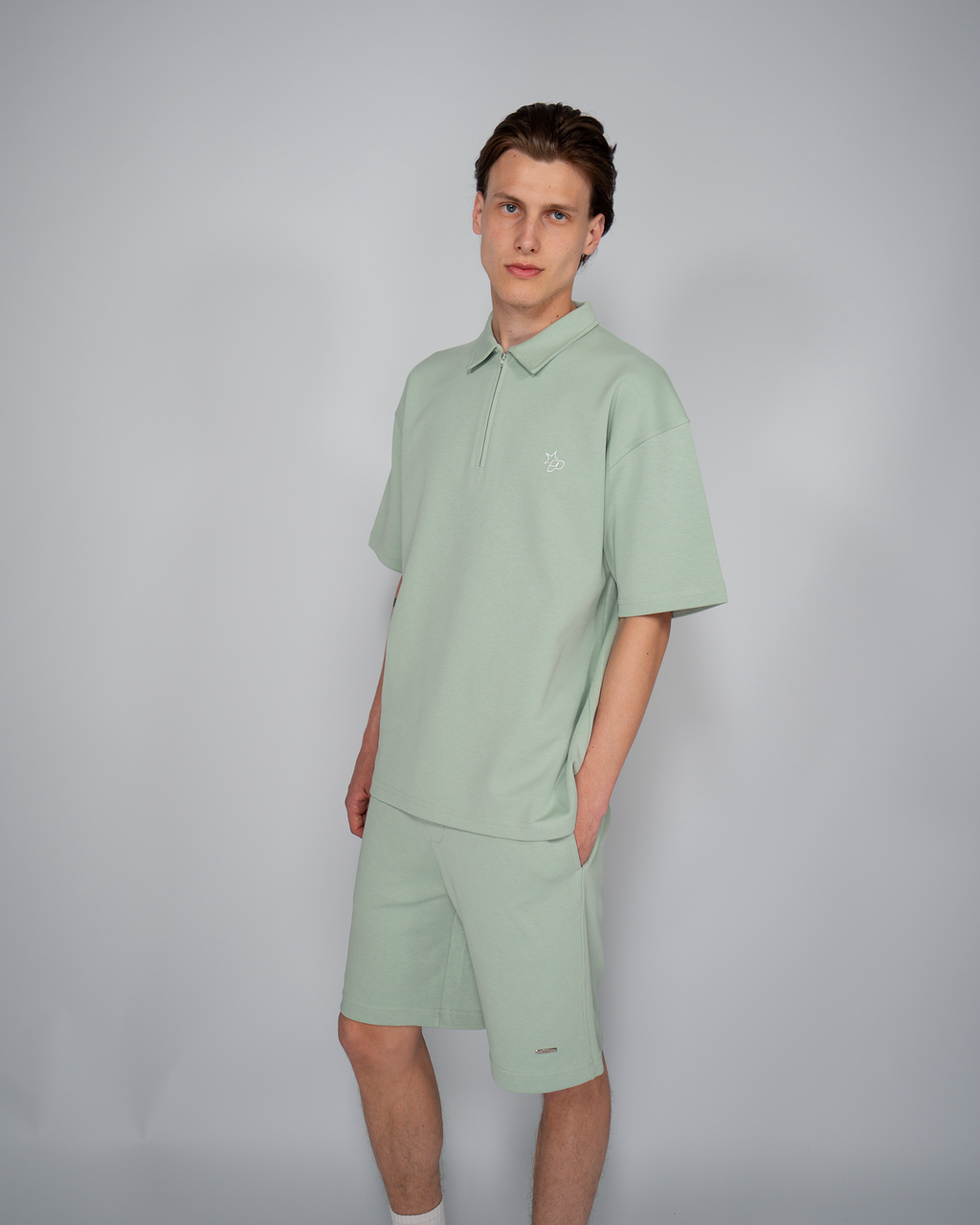 Premium Quarterzip Shirt Soft Green
