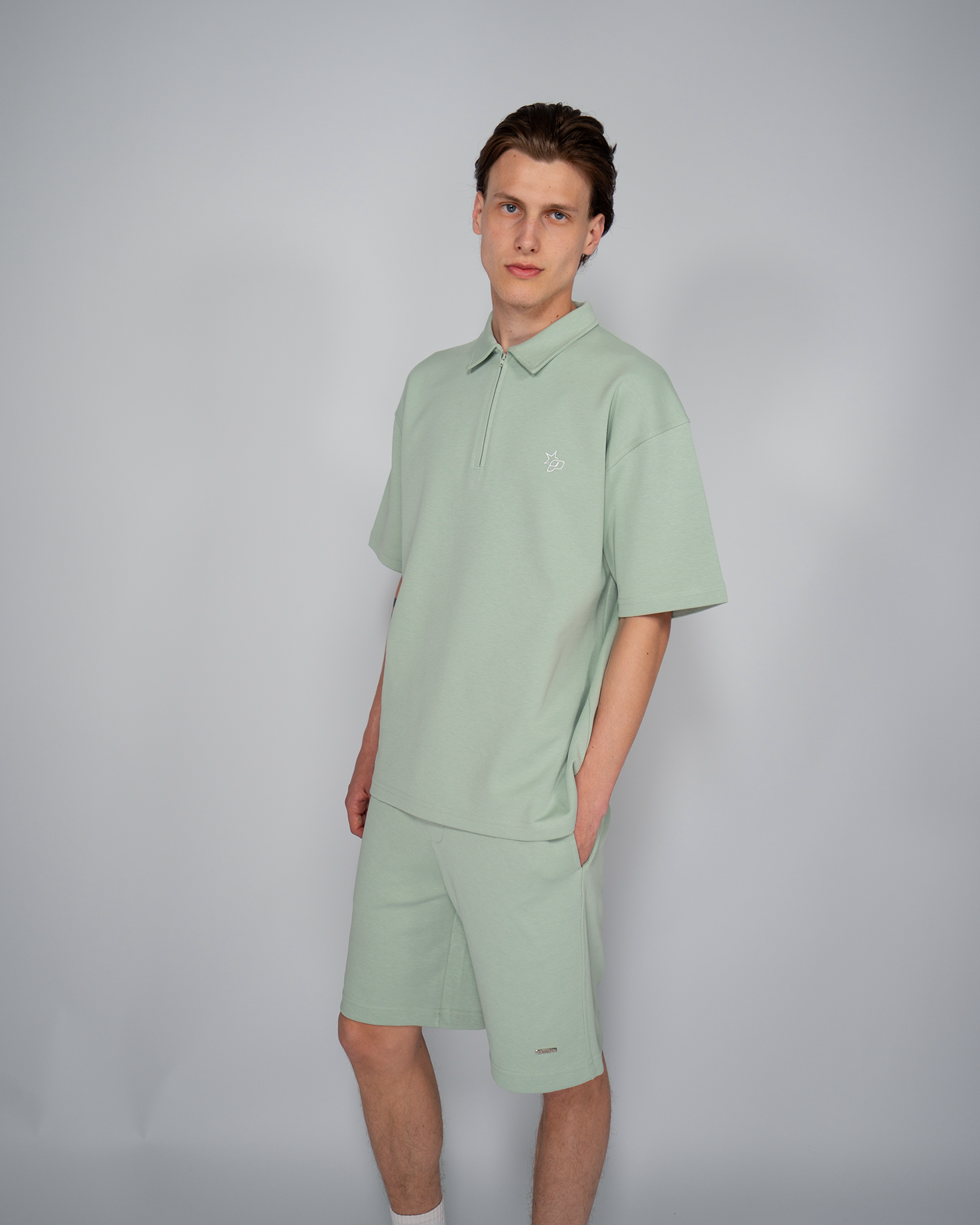 Premium Quarterzip Shirt Soft Green