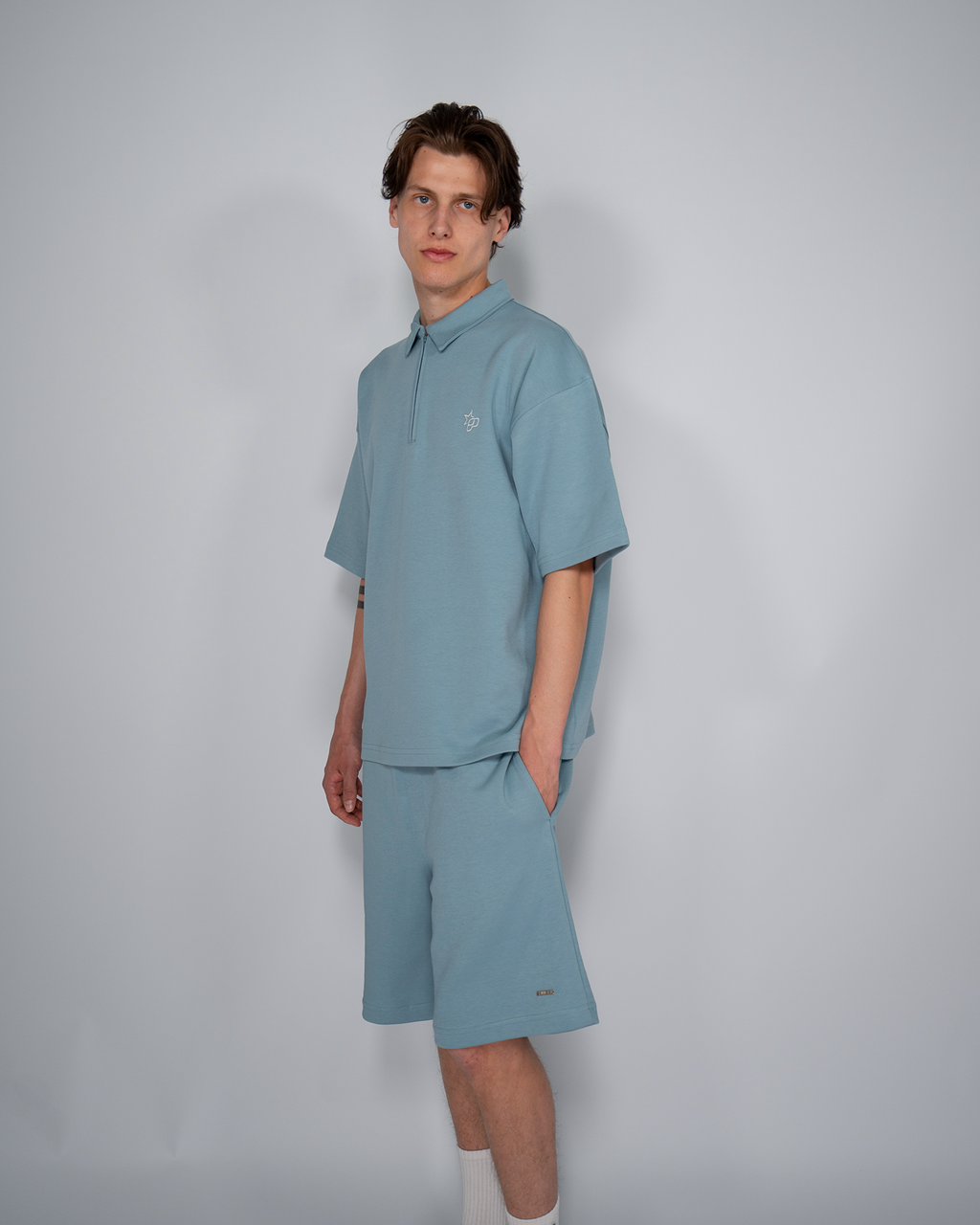 Premium Quarterzip Shirt Soft Blue