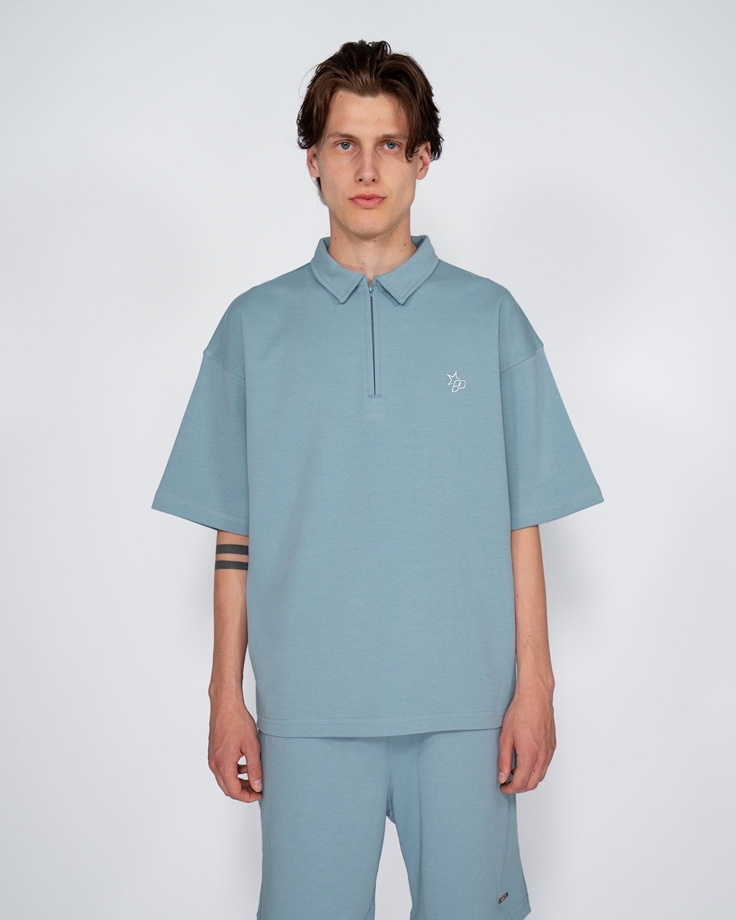Premium Quarterzip Shirt Soft Blue