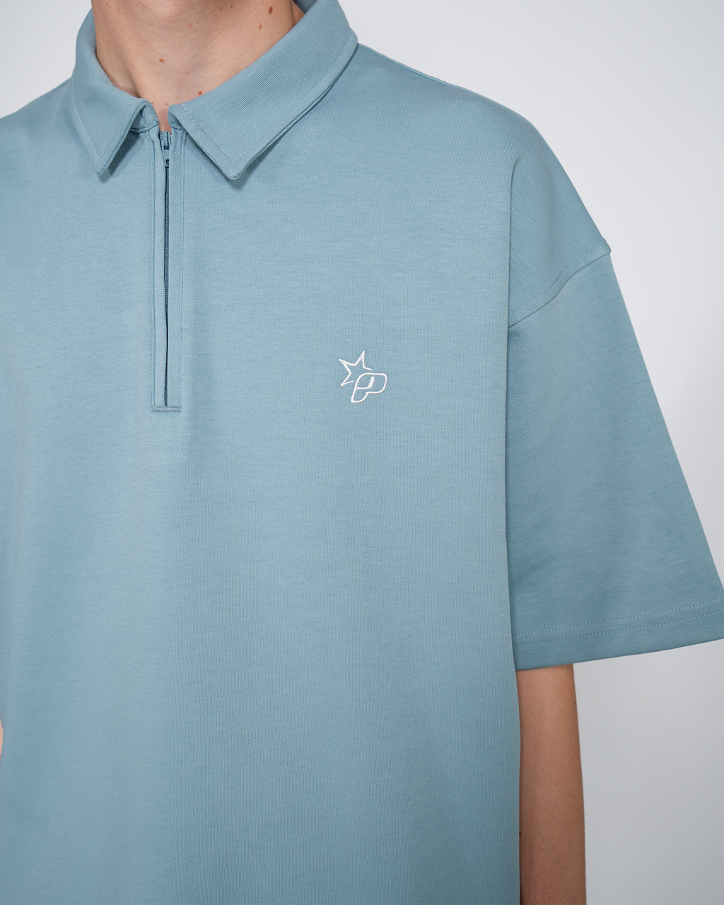 Premium Quarterzip Shirt Soft Blue