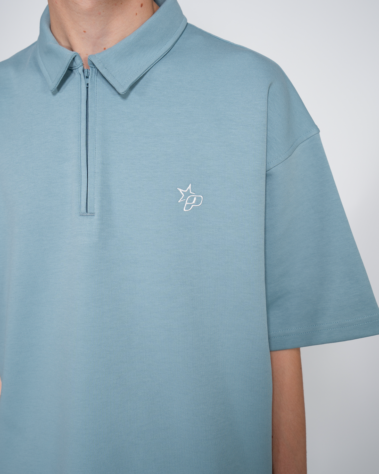 Premium Quarterzip Shirt Soft Blue