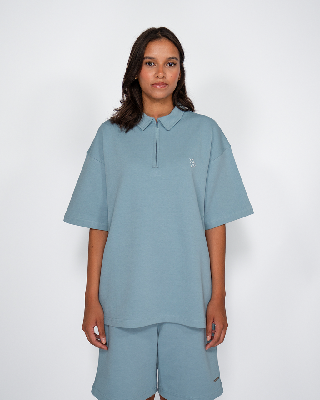 Premium Quarterzip Shirt Soft Blue