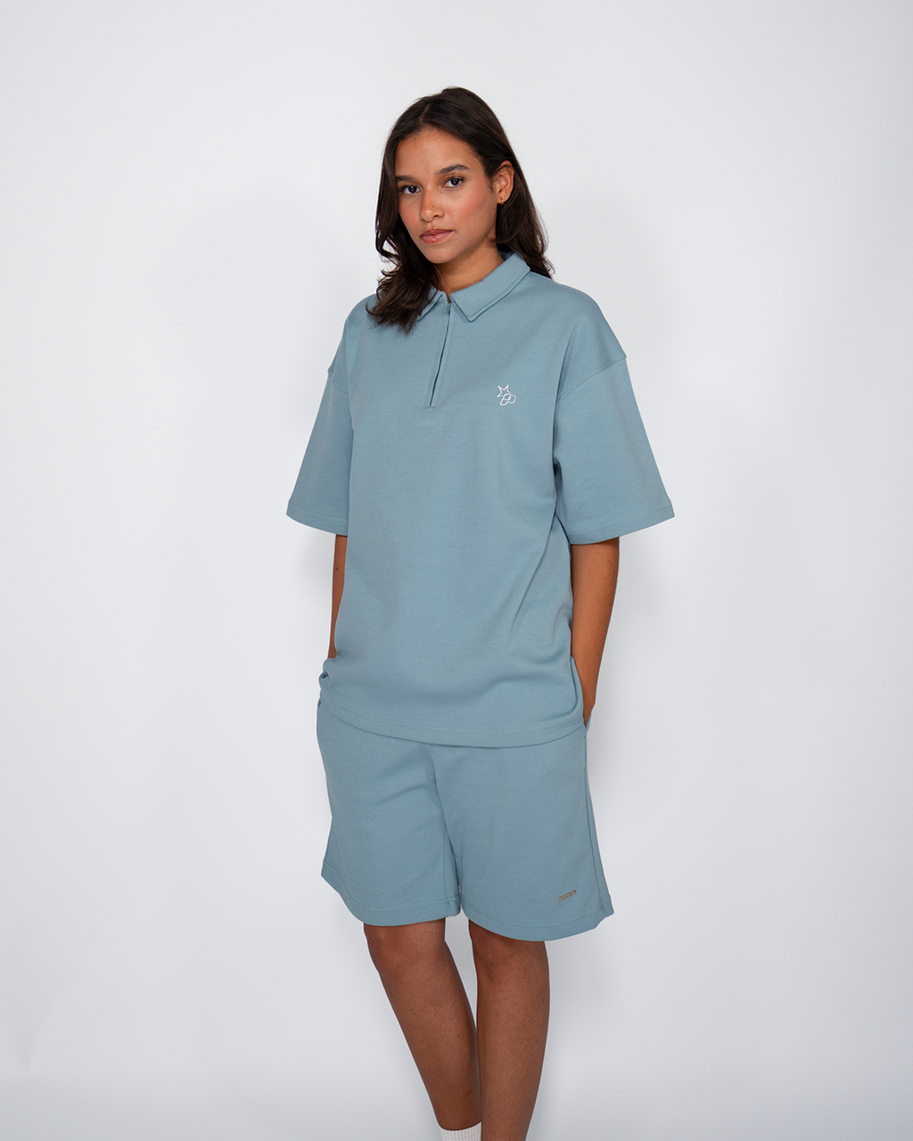 Premium Quarterzip Shirt Soft Blue