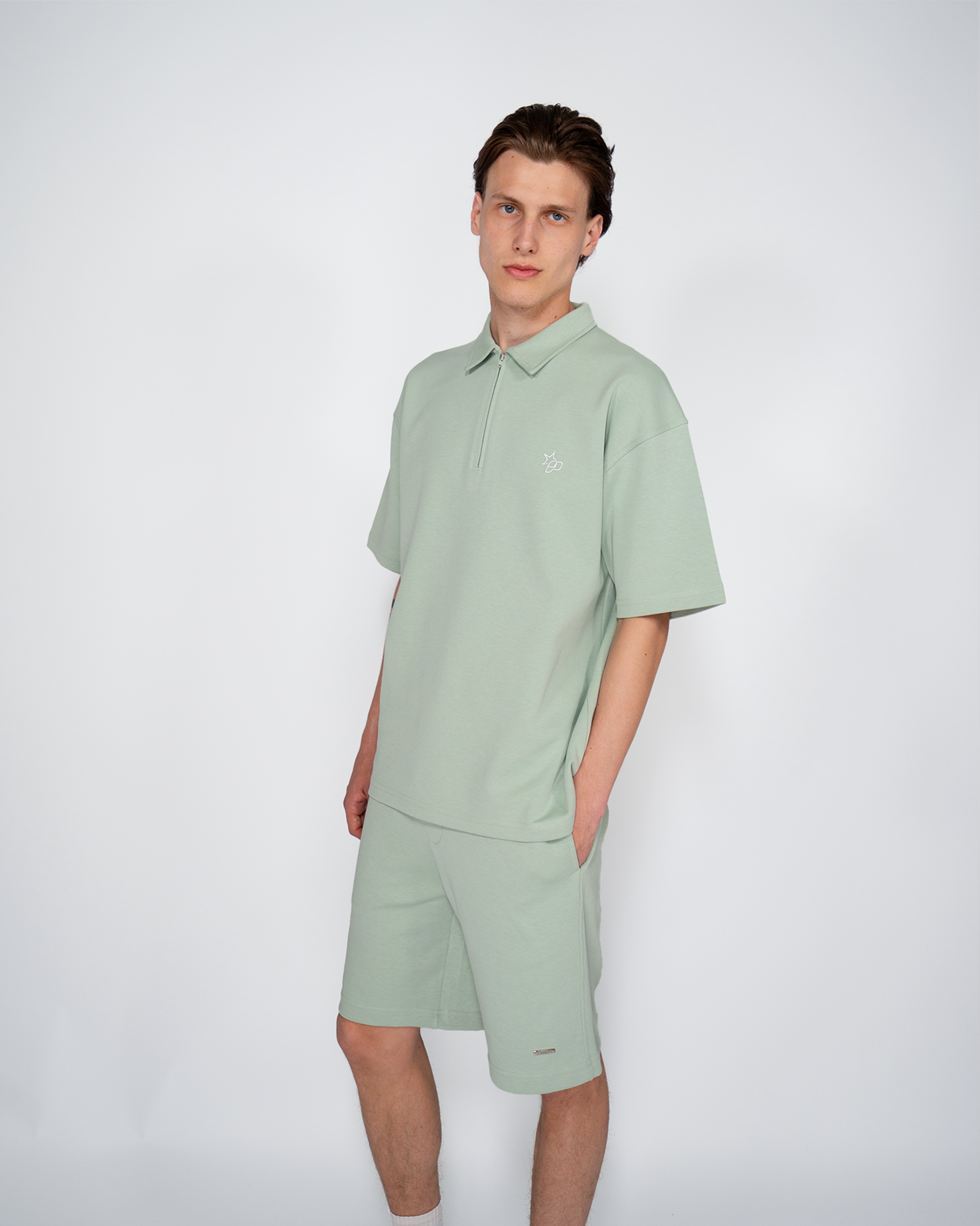 Premium Quarterzip Shirt Soft Green
